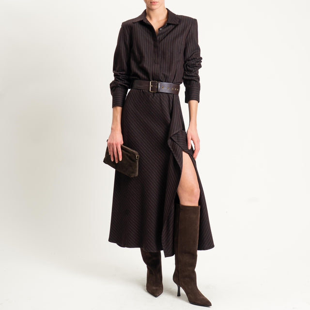 Tensione in-Abito gessato con cintura - moro