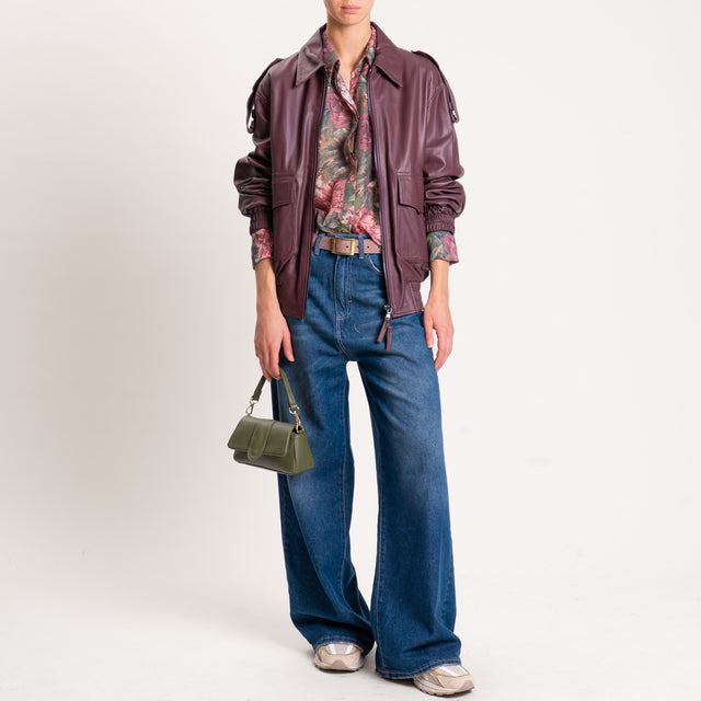 Vicolo-Giacca bomber 100% genuine leather - Bordeaux