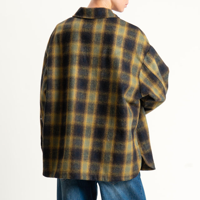 Tensione in-Giacca camicia check in flanella - olio/militare/moro