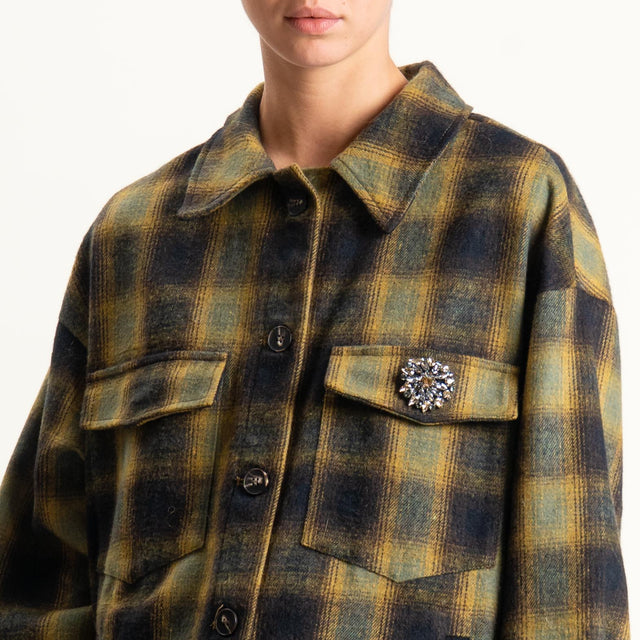 Tensione in-Giacca camicia check in flanella - olio/militare/moro