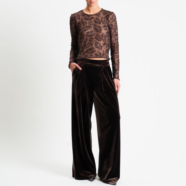 Tensione in-Blusa tulle con paillettes - moro