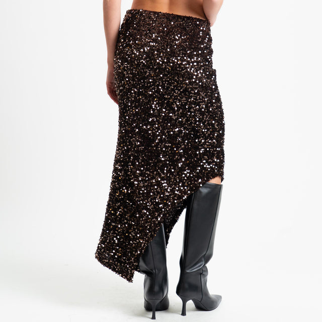 Tensione in-Gonna asimmetrica con paillettes - moro