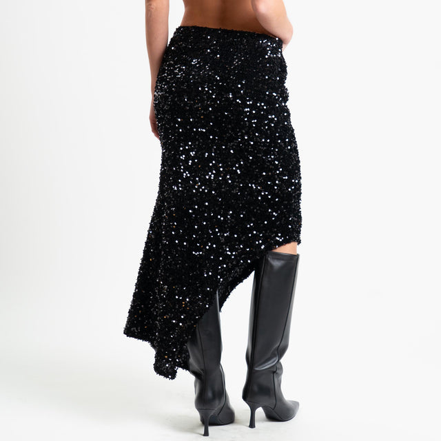 Tensione in-Gonna asimmetrica con paillettes - nero