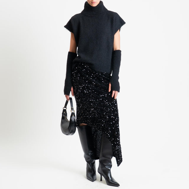 Tensione in-Gonna asimmetrica con paillettes - nero
