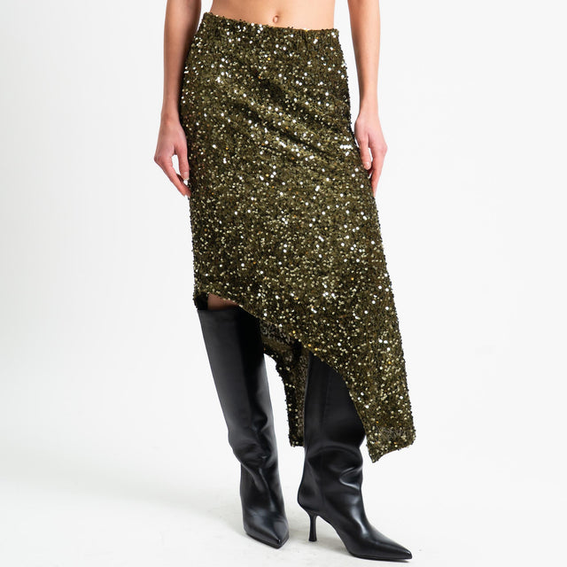 Tensione in-Gonna asimmetrica con paillettes - militare