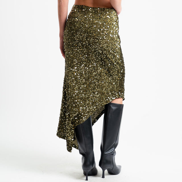 Tensione in-Gonna asimmetrica con paillettes - militare