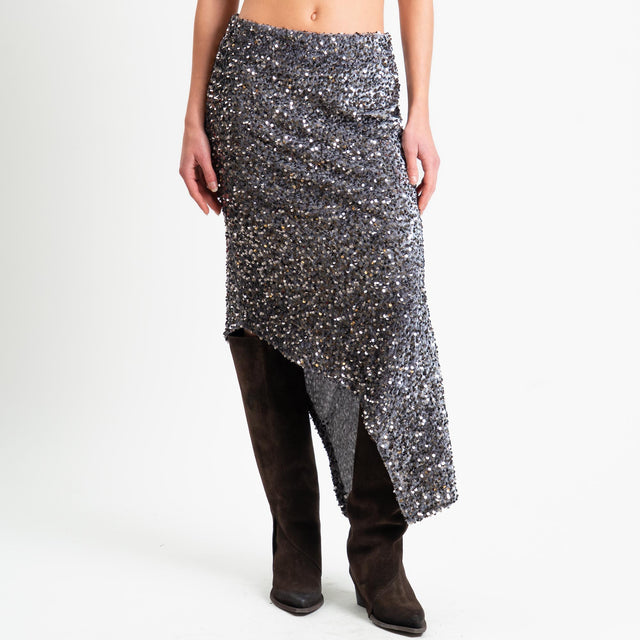 Tensione in-Gonna asimmetrica con paillettes - grigio