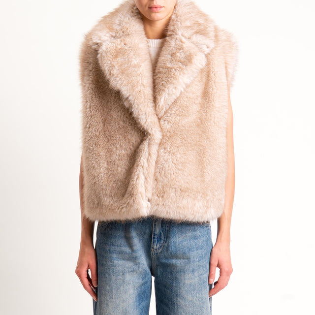 Tensione in-Gilet ecopelliccia un bottone - beige