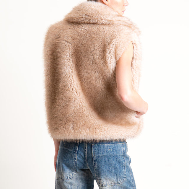 Tensione in-Gilet ecopelliccia un bottone - beige