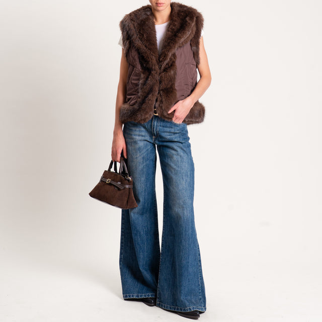 Tensione in-Gilet trapuntato con ecopelliccia - moro