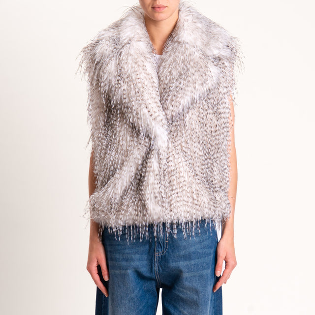 Tensione in-Gilet ecopelliccia un bottone - panna/nero