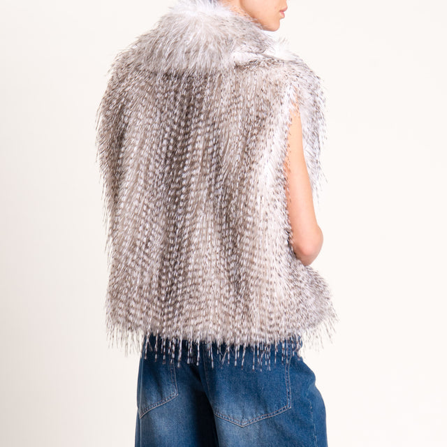 Tensione in-Gilet ecopelliccia un bottone - panna/nero