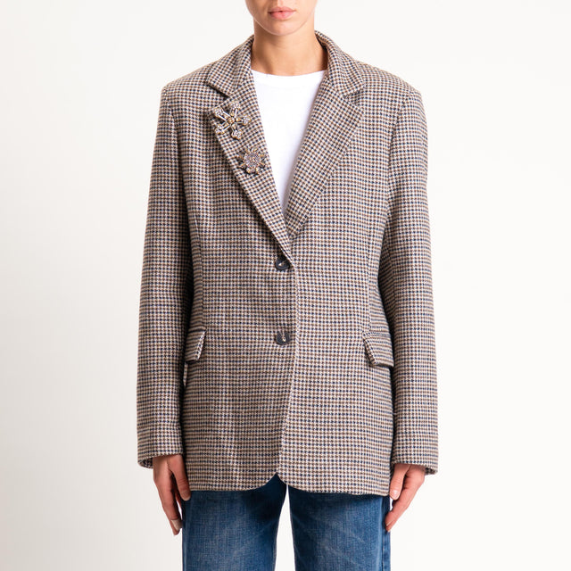 Tensione in-Giacca pied de poule misto lana - beige/moro/nero
