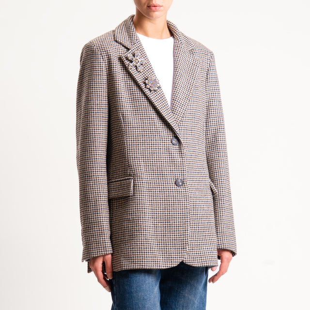 Tensione in-Giacca pied de poule misto lana - beige/moro/nero