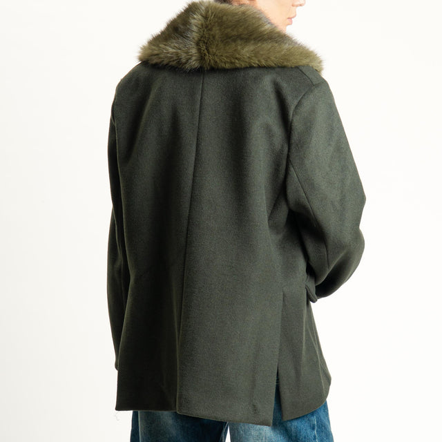 Tensione in- Giacca in velour con ecopelliccia - militare