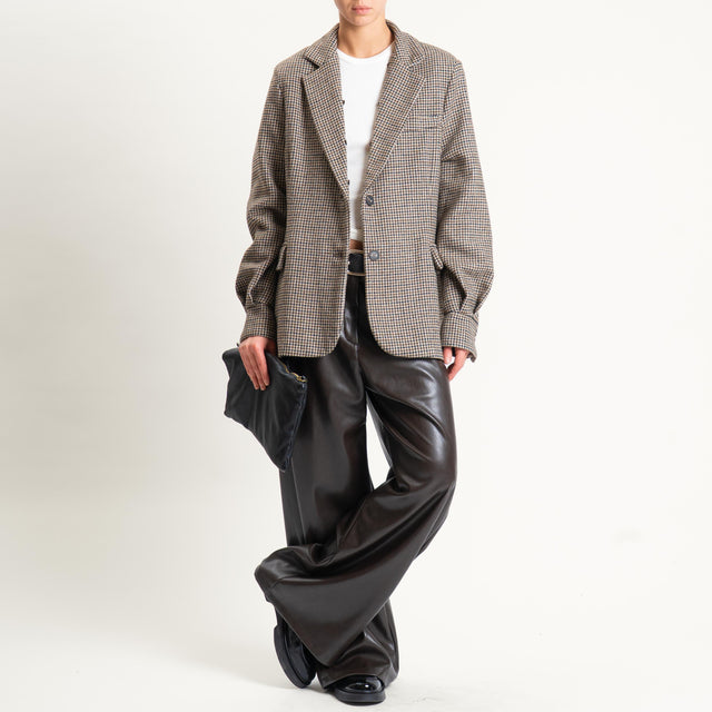 Tensione in-Giacca pied de poule con ecopelliccia - beige/moro/maculato