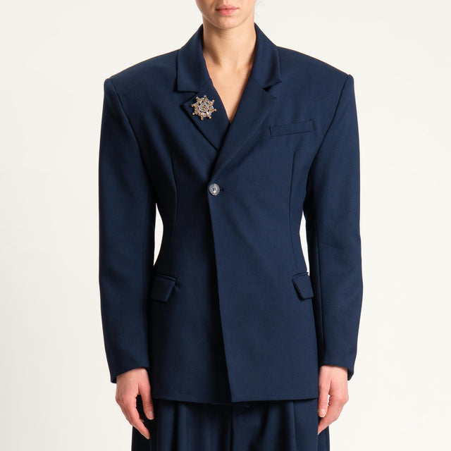 Tensione in- Giacca asimmetrica con spalline - blu