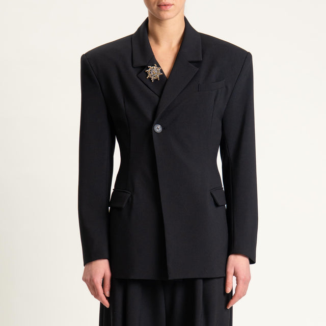 Tensione in- Giacca asimmetrica con spalline - nero