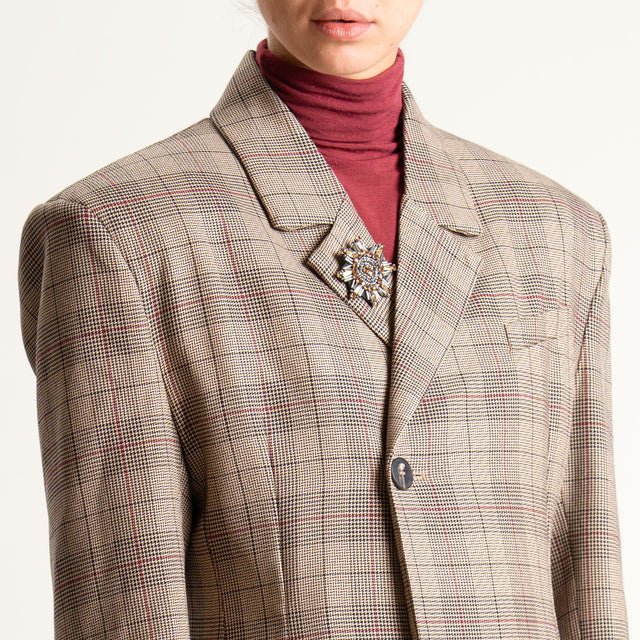 Tensione in-Giacca check con spilla - beige/nero/vino