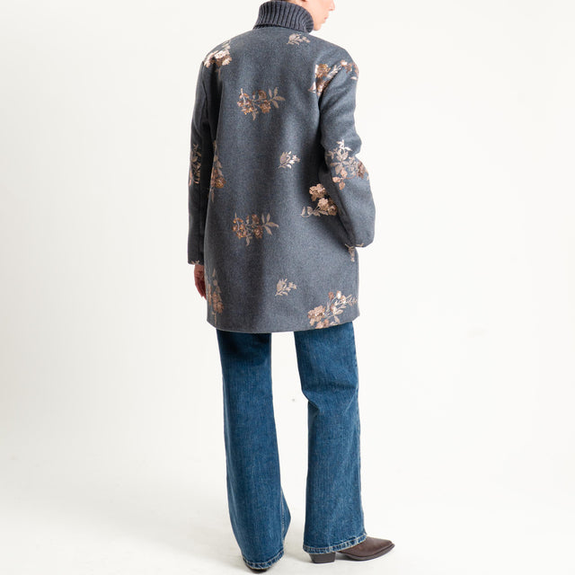 Tensione in-Cappotto misto lana ricami paillettes - grigio