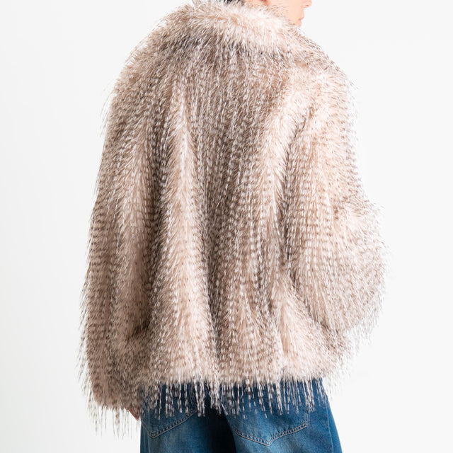 Tensione in-Ecopelliccia - panna/nero