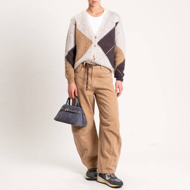 Tensione in-Jeans barrel con cintura - cammello
