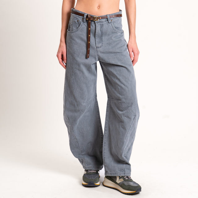 Tensione in-Jeans barrel con cintura - grigio