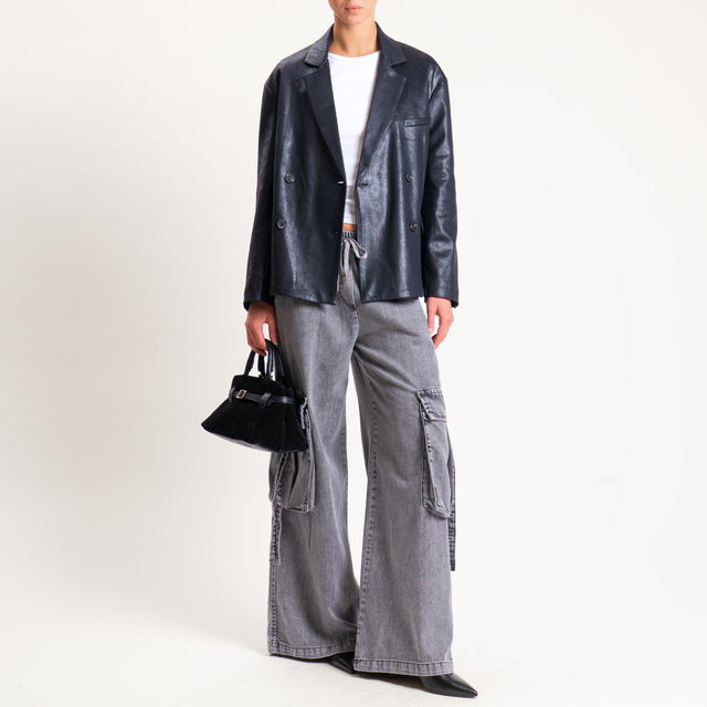 Tensione in-Jeans cargo con coulisse - grigio cenere