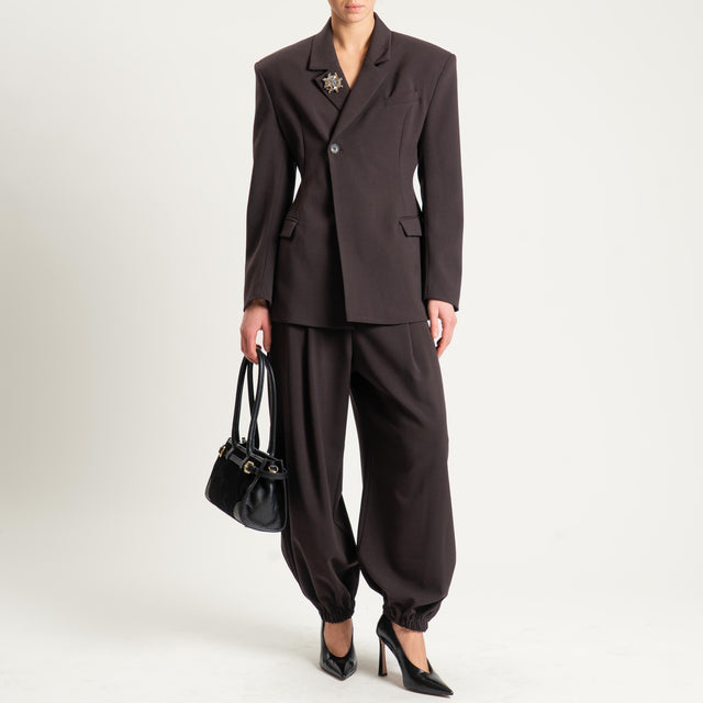 Tensione in- Pantalone baloon con pinces - moro