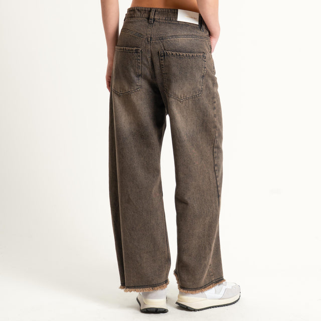 Tensione in-Jeans sfrangiato stone washed - moro