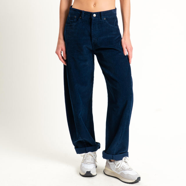 Tensione in-Pantalone barrel in velluto 500 righe - blu