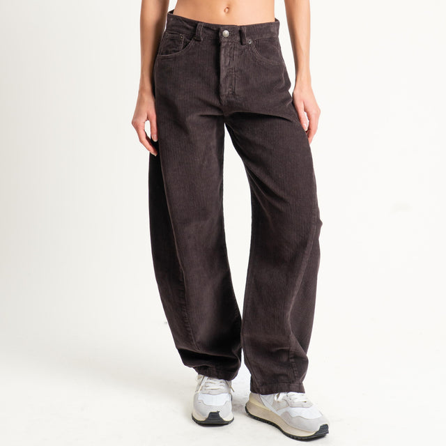 Tensione in-Pantalone barrel in velluto 500 righe - moro