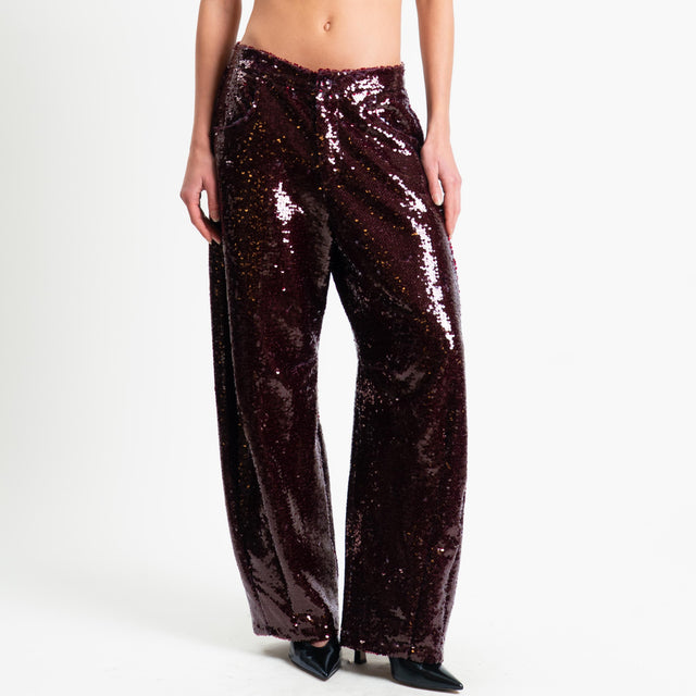 Tensione in-Pantalone barrel con paillettes - Bordeaux