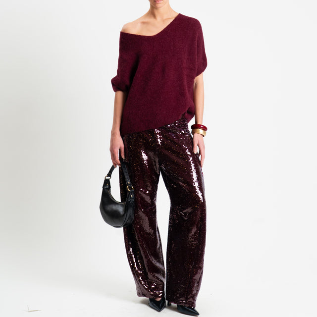 Tensione in-Pantalone barrel con paillettes - Bordeaux
