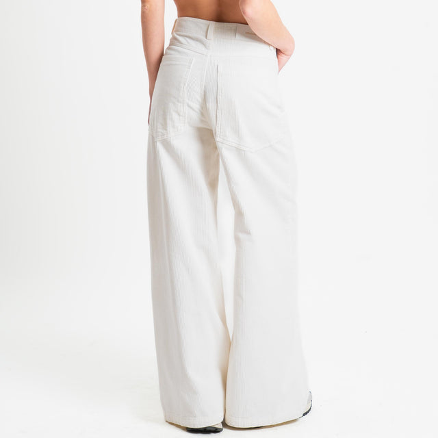 Tensione in-Pantalone wide velluto mille righe - panna