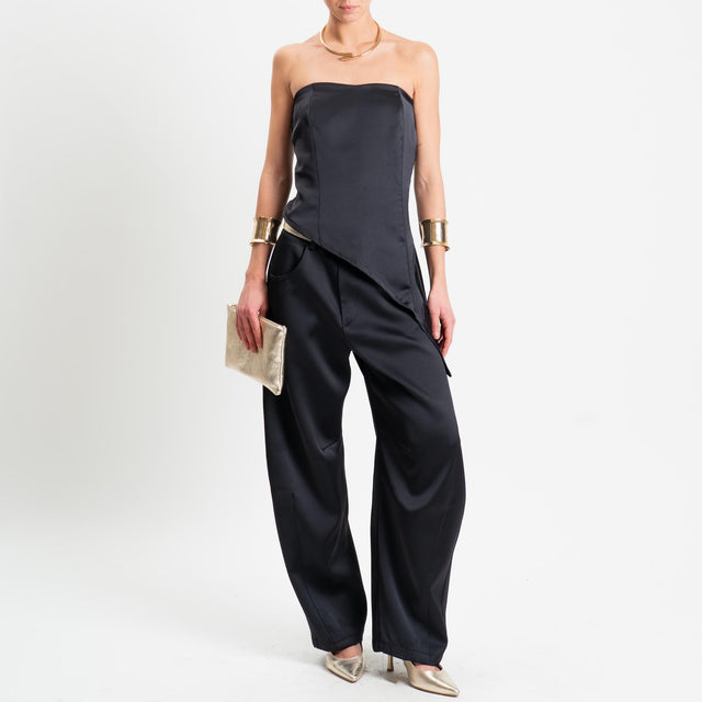Tensione in-Pantalone barrel in satin - nero