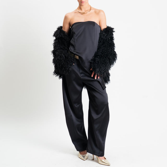 Tensione in-Pantalone barrel in satin - nero