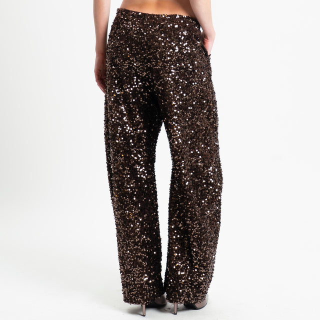Tensione in-Pantalone barrel con paillettes - moro