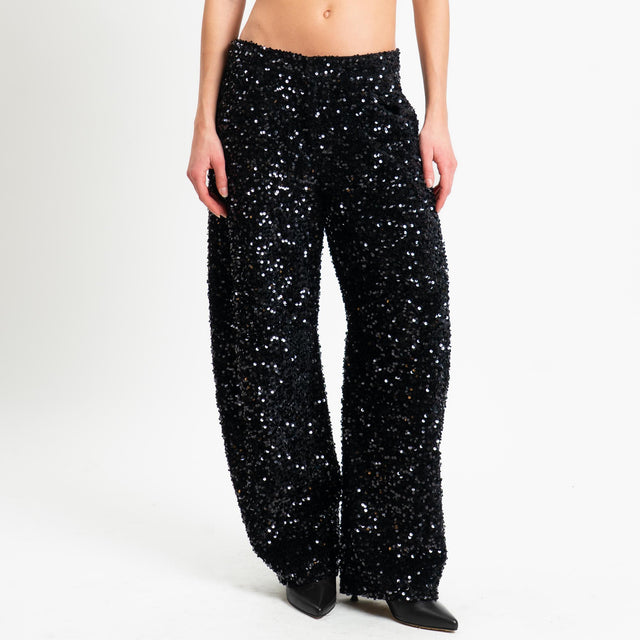 Tensione in-Pantalone barrel con paillettes - nero