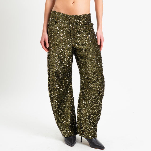 Tensione in-Pantalone barrel con paillettes - militare