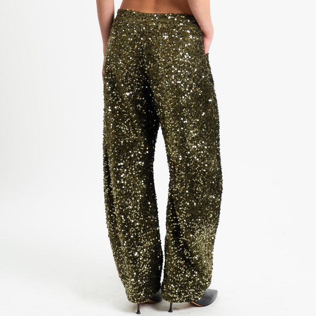 Tensione in-Pantalone barrel con paillettes - militare