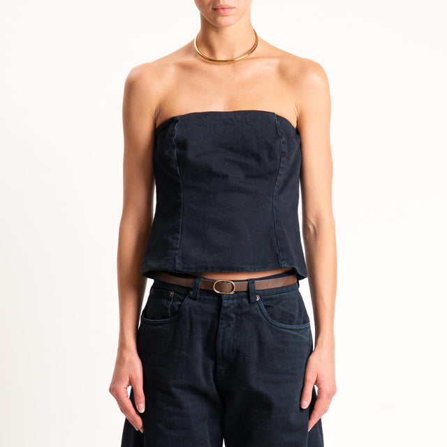 Tensione in-Top jeans a fascia elastico dietro tessuto drill stone washed - nero