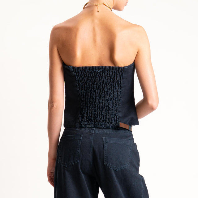 Tensione in-Top jeans a fascia elastico dietro tessuto drill stone washed - nero