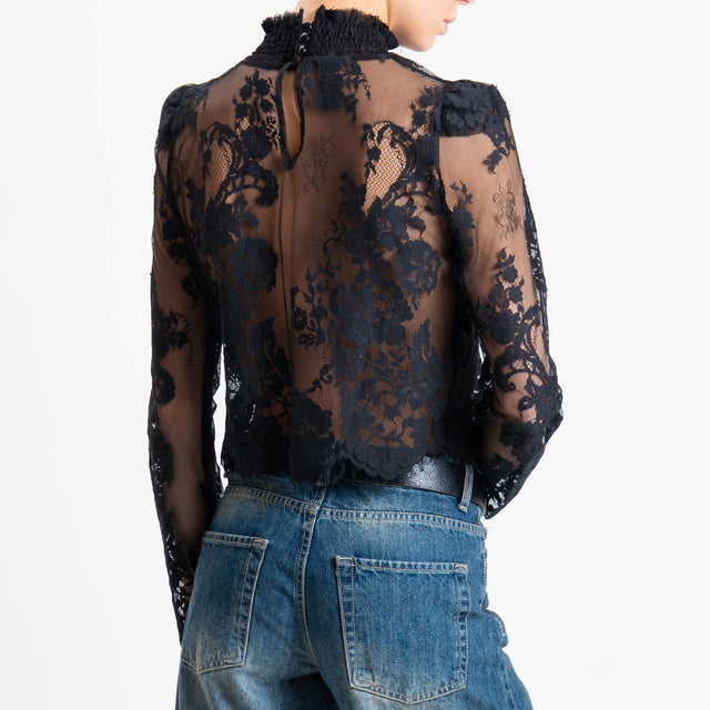 Tensione in-Blusa crop in pizzo - nero