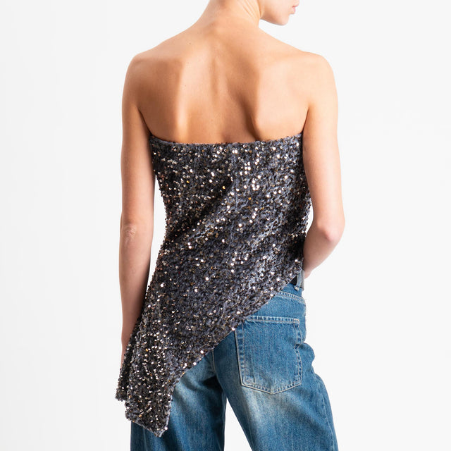 Tensione in-Top a fascia paillettes asimmetrica - grigio