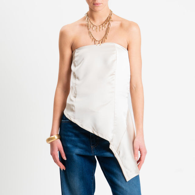 Tensione in-Top a fascia asimmetrica in satin - avorio