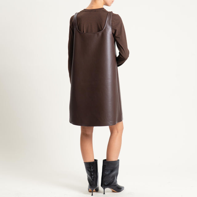 Tensione in-Abito similpelle + T-shirt a righe - moro/nero