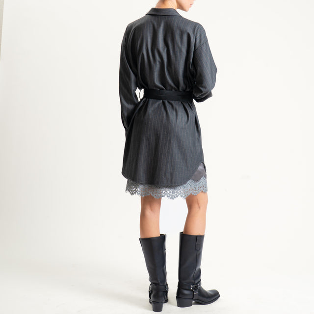 Tensione in-Abito gessato con pizzo - grigio/cuoio
