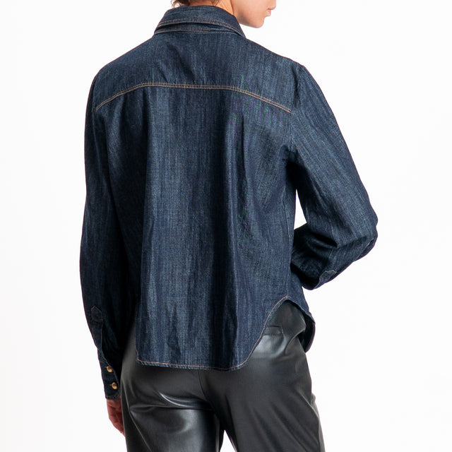 Tensione in-Camicia jeans con cravatta - denim scuro