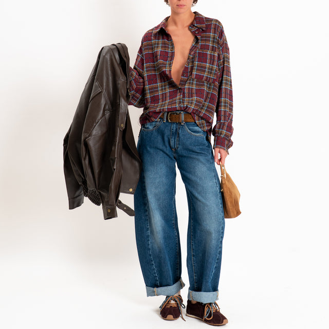 Tensione in-Camicia check - vino/moro/turchese
